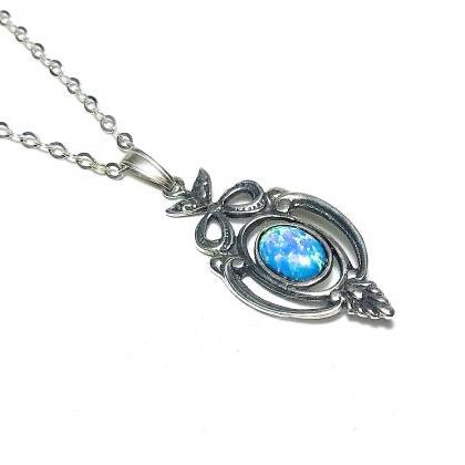 Silver 925 Pendant With Blue Opal