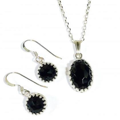Black Onyx - Silver 925 Set For Women - Pendant..