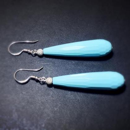 Turquoise - Silver 925 Earrings - Drop