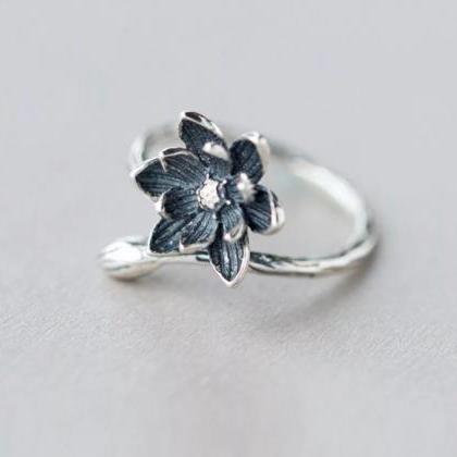 Flower - Silver 925 Ring For Women - Open Ring