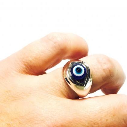 Evil Eye - Eye Ring - Silver 925 Ring - Blue Eye -..