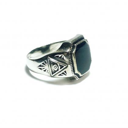 Pyramid - Silver 925 Ring For Men