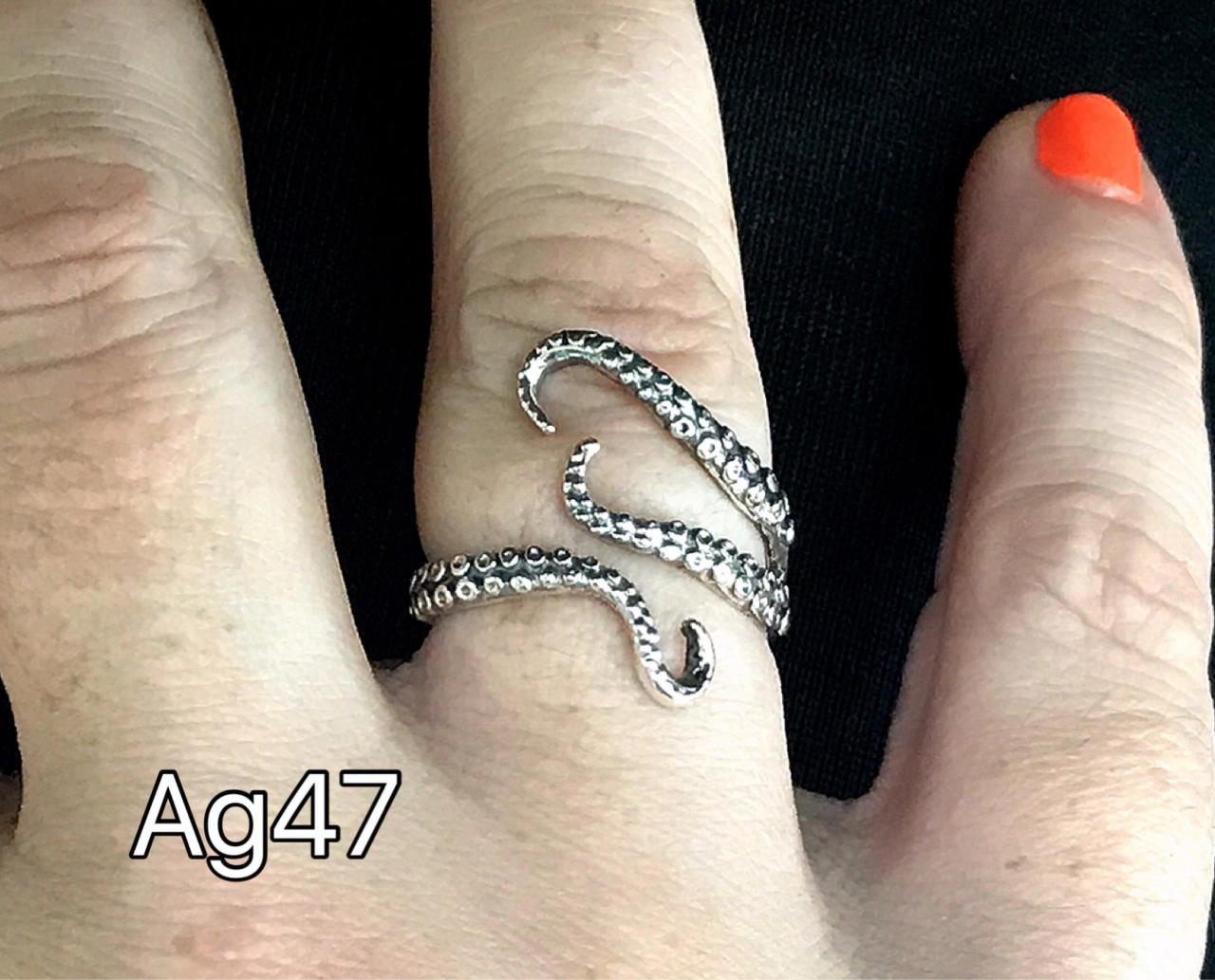 Octopus - Gothic Open Ring - Silver 925 - Tentacles